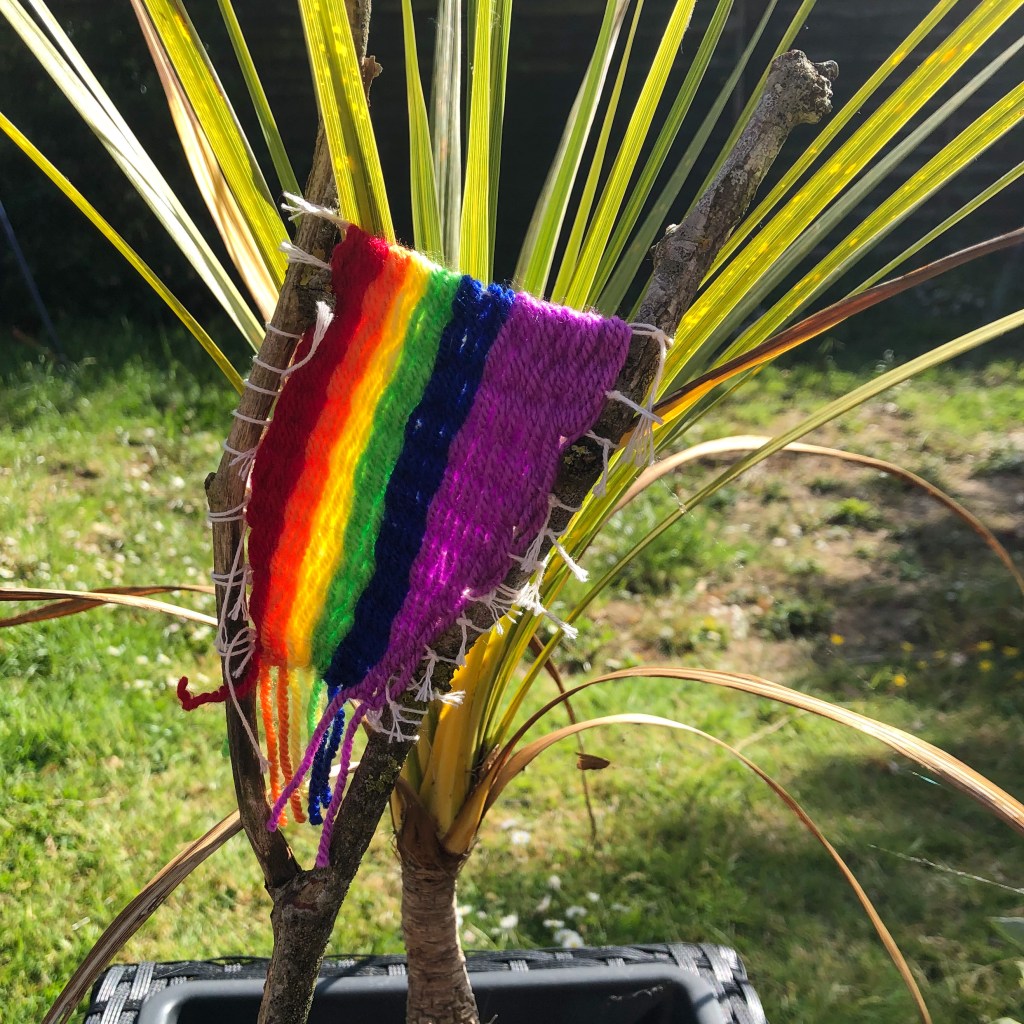 A branch with weaved wool